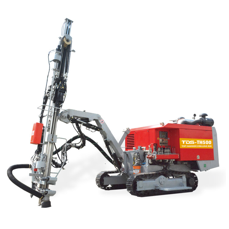 Hydraulic top hammer drilling rig for 60 to 90 mm quarry and construction holes